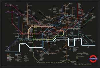 Framed Poster Transport For London - Black Map + UHB